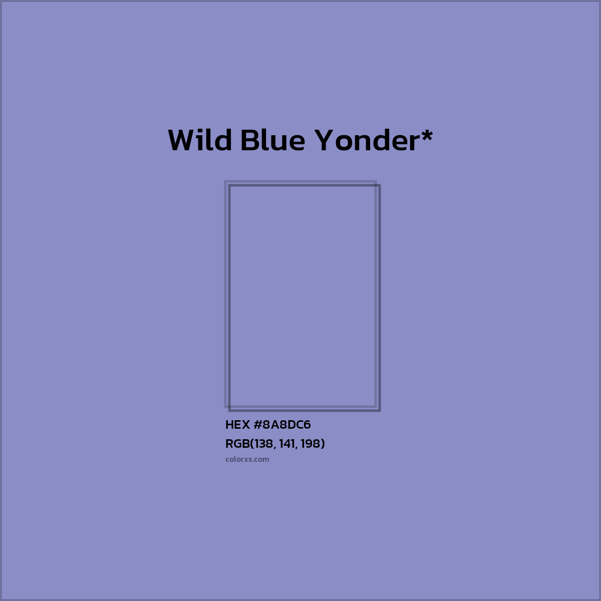 #8A8DC6 hex color. RGB, RYB, CMYK, HSL, HSV codes and color conversions. Matching color names, palettes, paints.