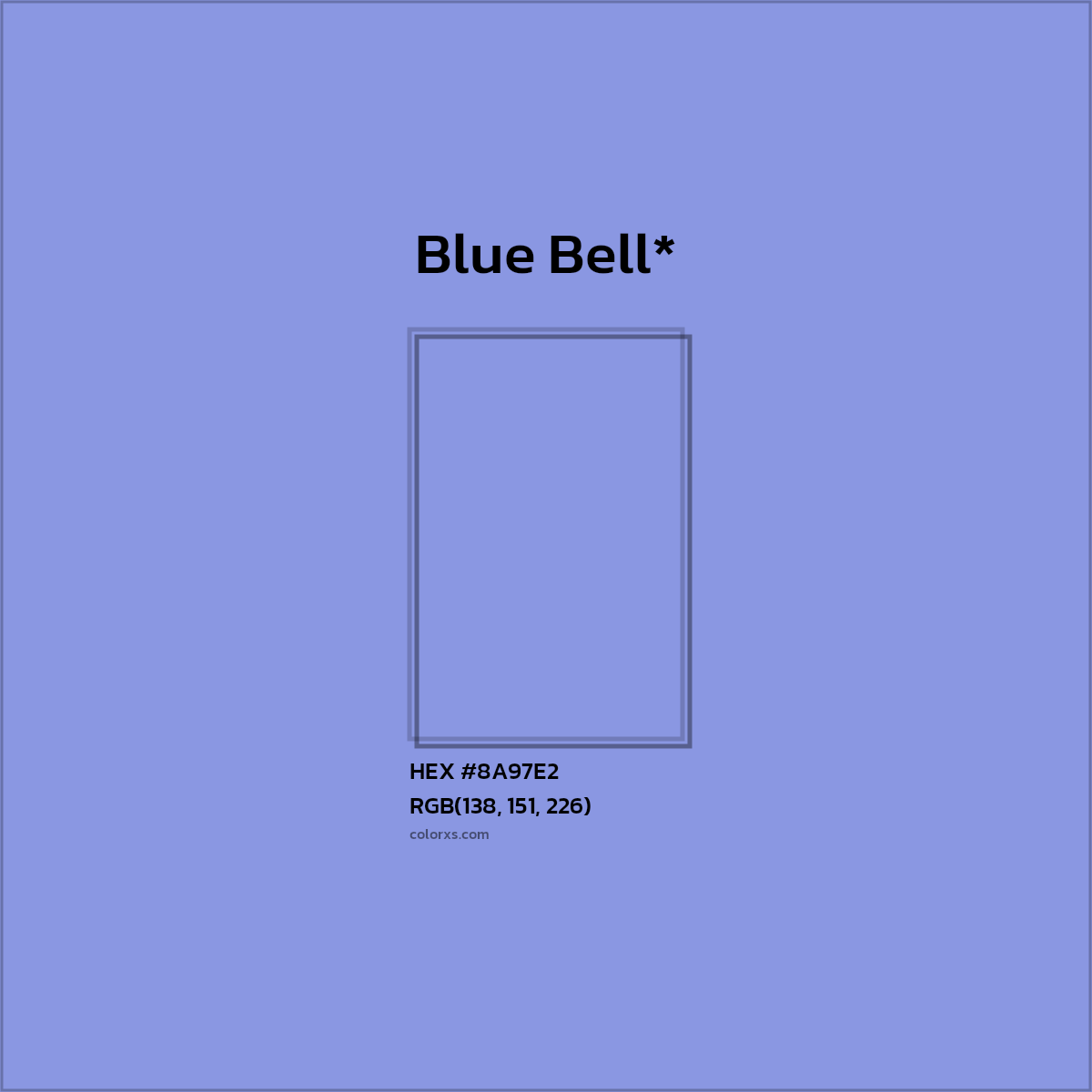 #8A97E2 hex color. RGB, RYB, CMYK, HSL, HSV codes and color conversions. Matching color names, palettes, paints.