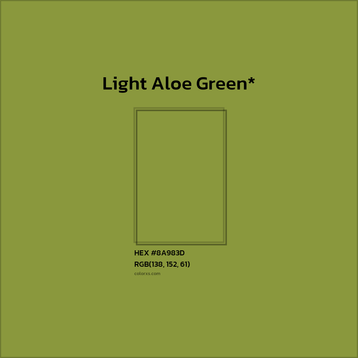 #8A983D hex color. RGB, RYB, CMYK, HSL, HSV codes and color conversions. Matching color names, palettes, paints.