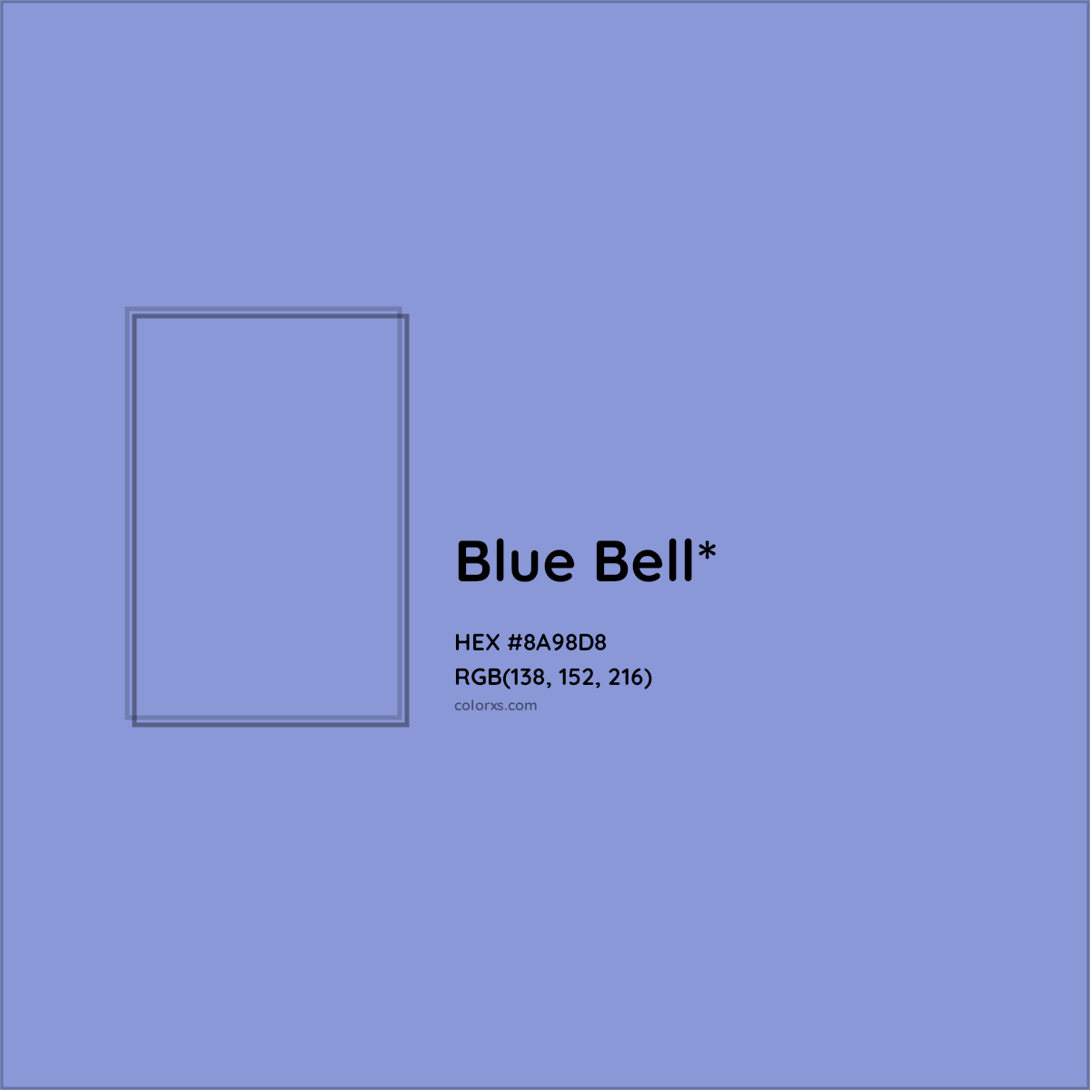 #8A98D8 hex color. RGB, RYB, CMYK, HSL, HSV codes and color conversions. Matching color names, palettes, paints.