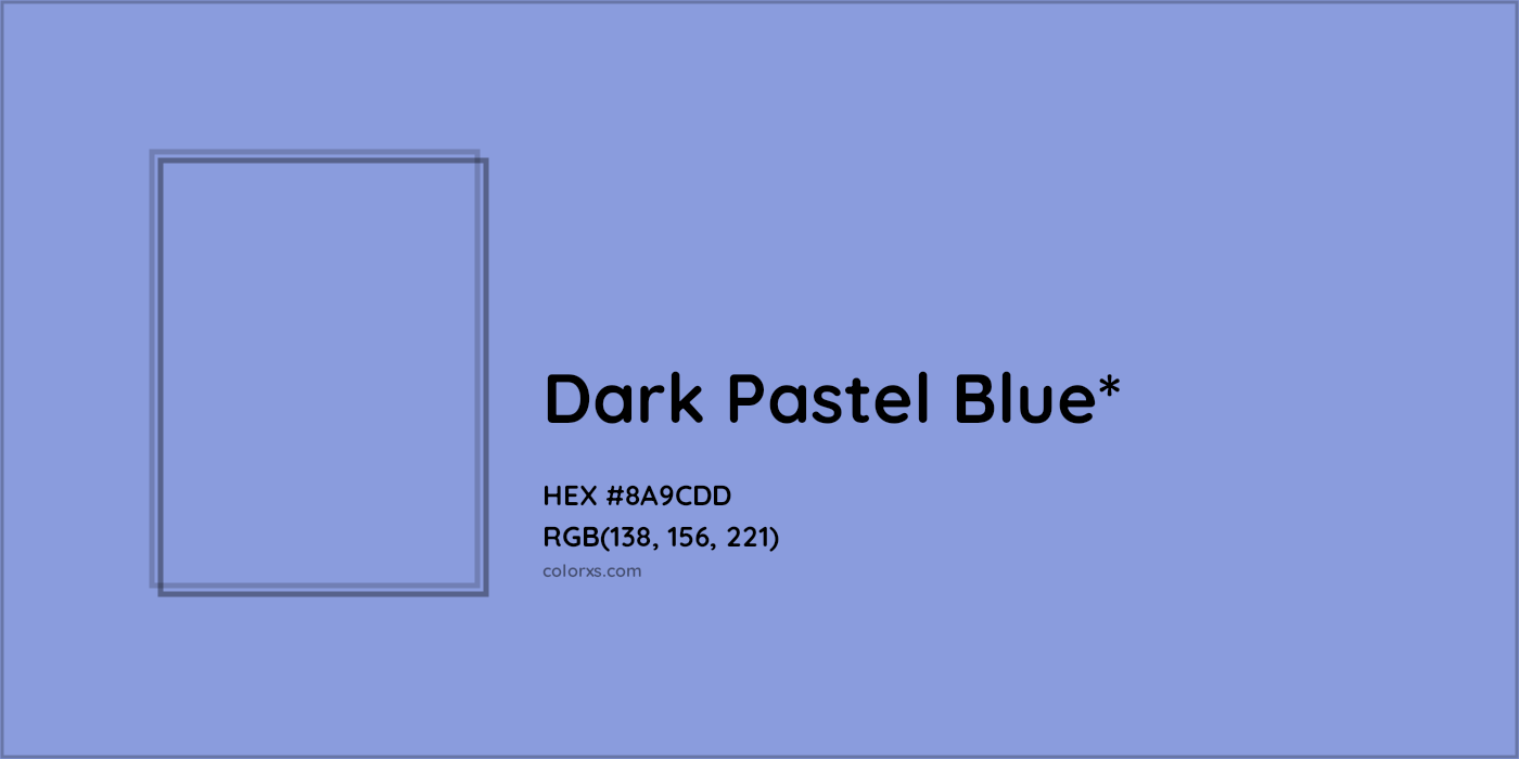 #8A9CDD hex color. RGB, RYB, CMYK, HSL, HSV codes and color conversions. Matching color names, palettes, paints.