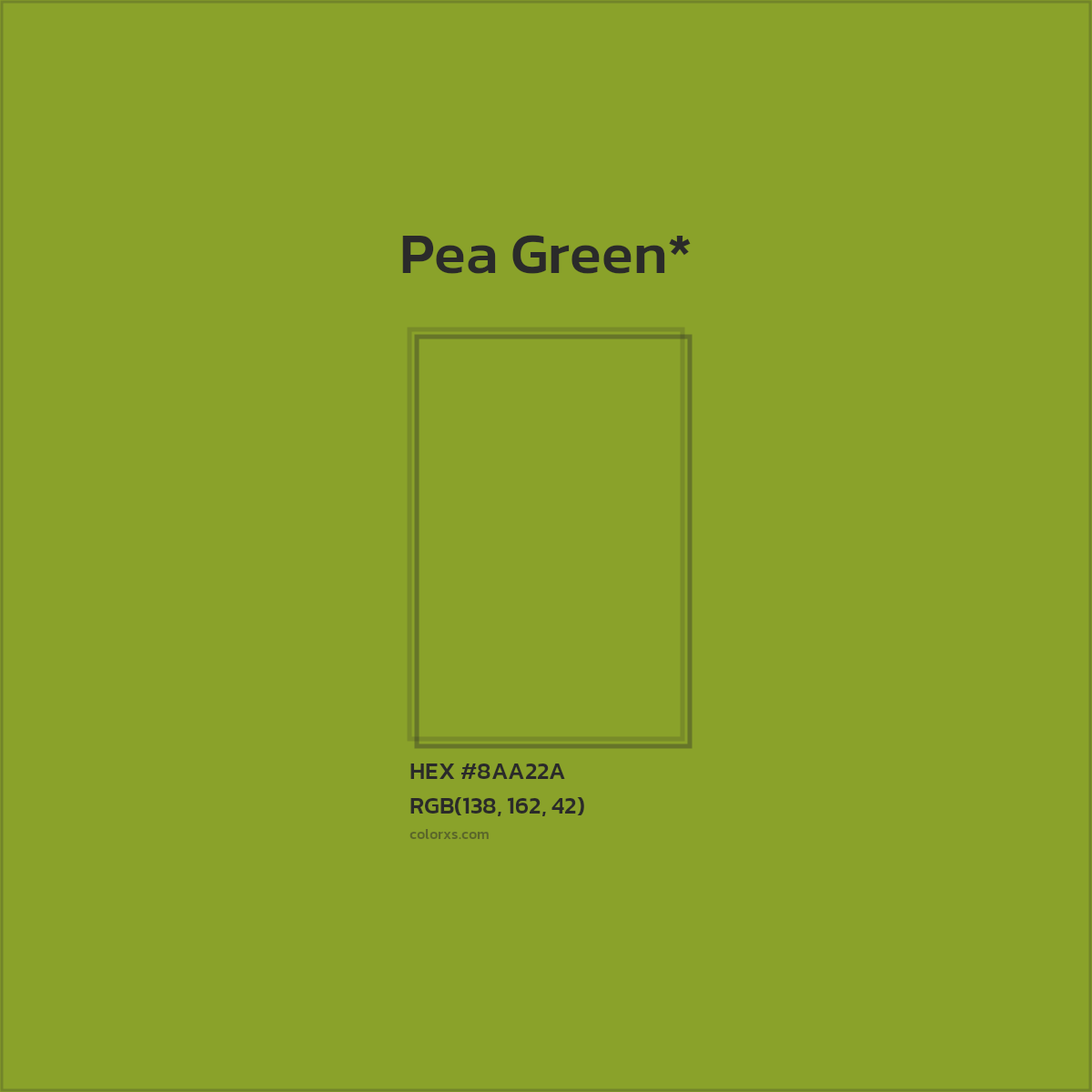 #8AA22A hex color. RGB, RYB, CMYK, HSL, HSV codes and color conversions. Matching color names, palettes, paints.