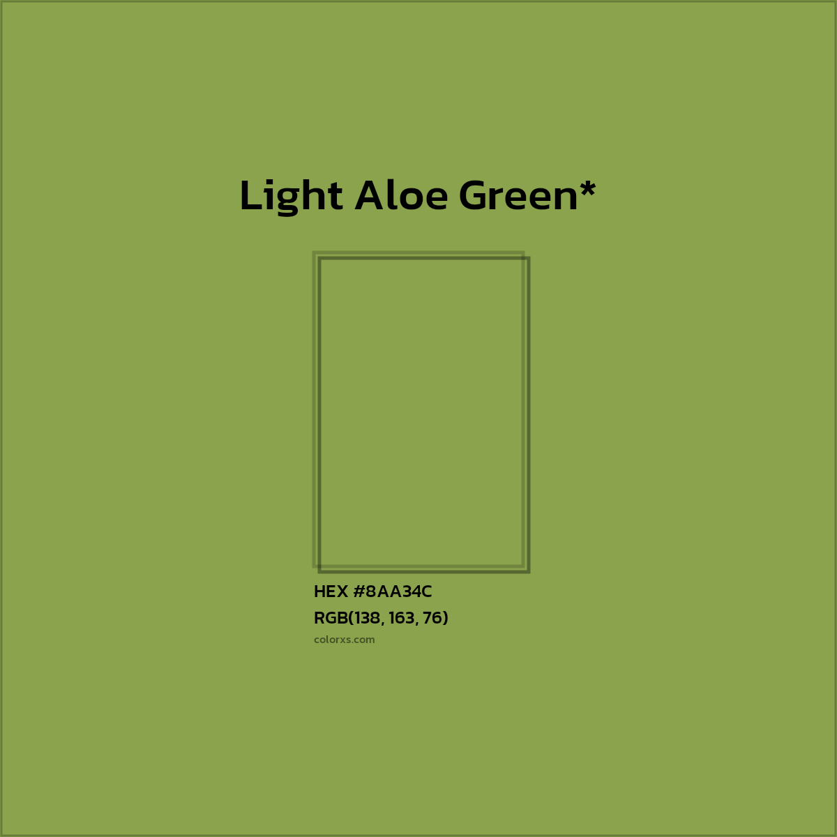 #8AA34C hex color. RGB, RYB, CMYK, HSL, HSV codes and color conversions. Matching color names, palettes, paints.