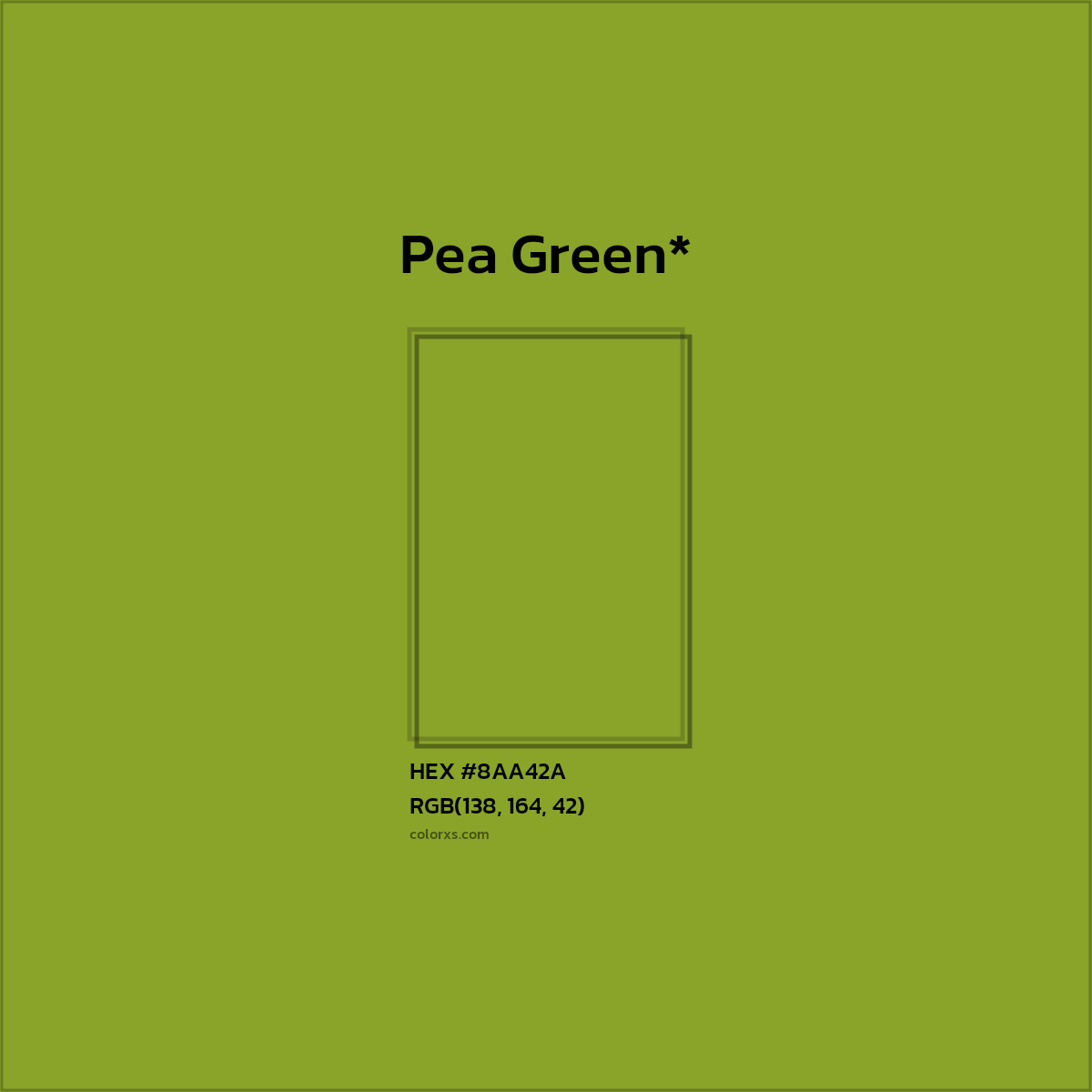 #8AA42A hex color. RGB, RYB, CMYK, HSL, HSV codes and color conversions. Matching color names, palettes, paints.