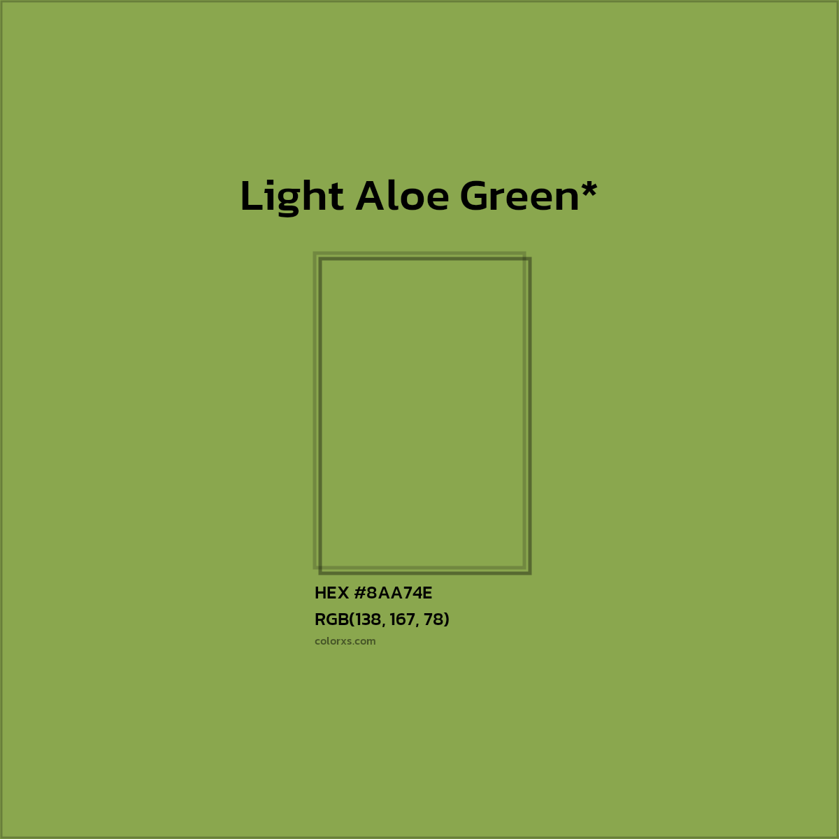 #8AA74E hex color. RGB, RYB, CMYK, HSL, HSV codes and color conversions. Matching color names, palettes, paints.