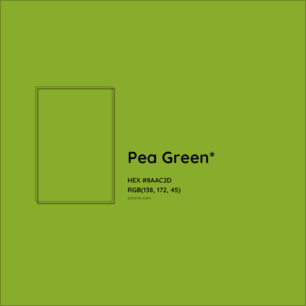 #8AAC2D hex color. RGB, RYB, CMYK, HSL, HSV codes and color conversions. Matching color names, palettes, paints.