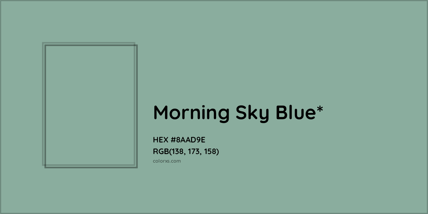 #8AAD9E hex color. RGB, RYB, CMYK, HSL, HSV codes and color conversions. Matching color names, palettes, paints.