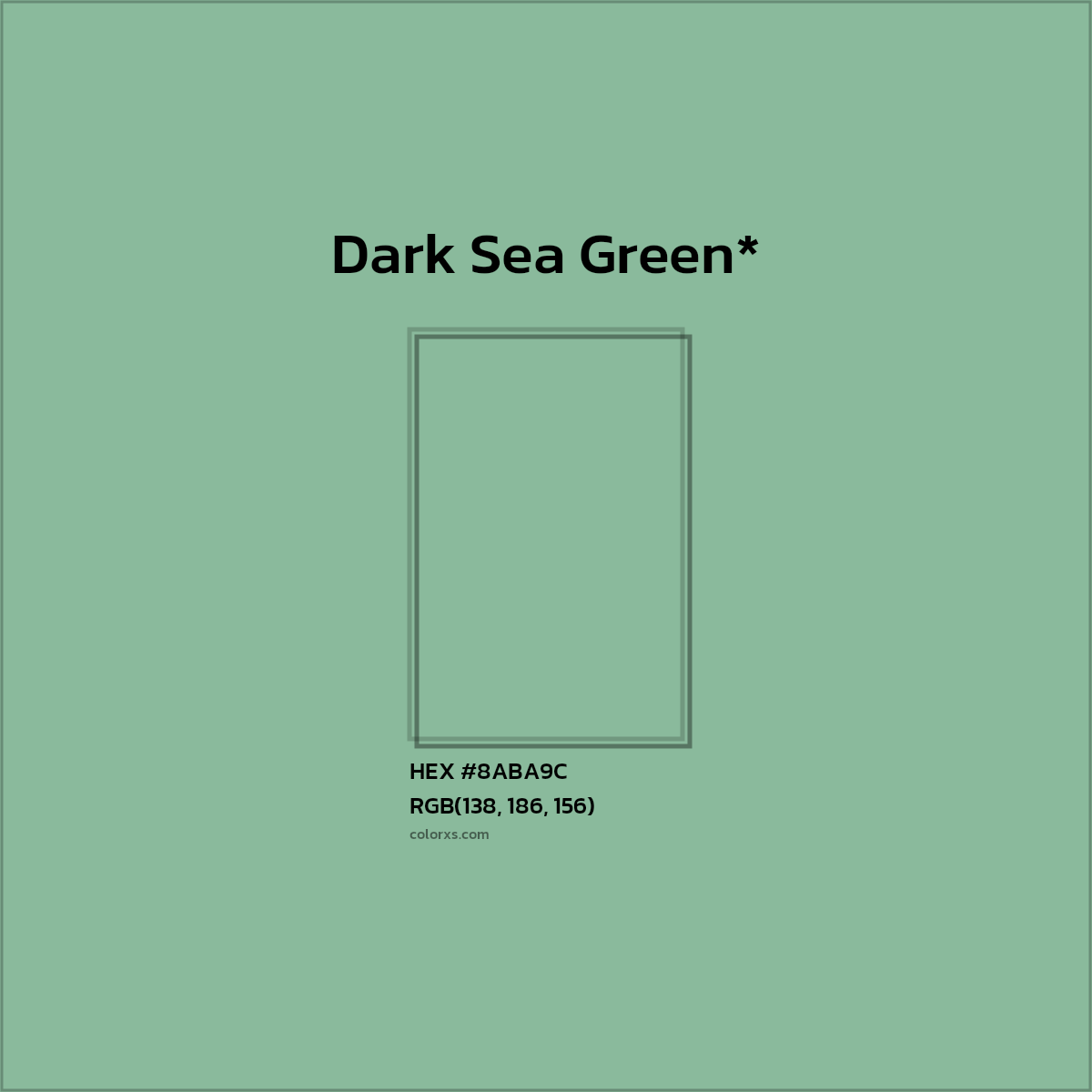 #8ABA9C hex color. RGB, RYB, CMYK, HSL, HSV codes and color conversions. Matching color names, palettes, paints.