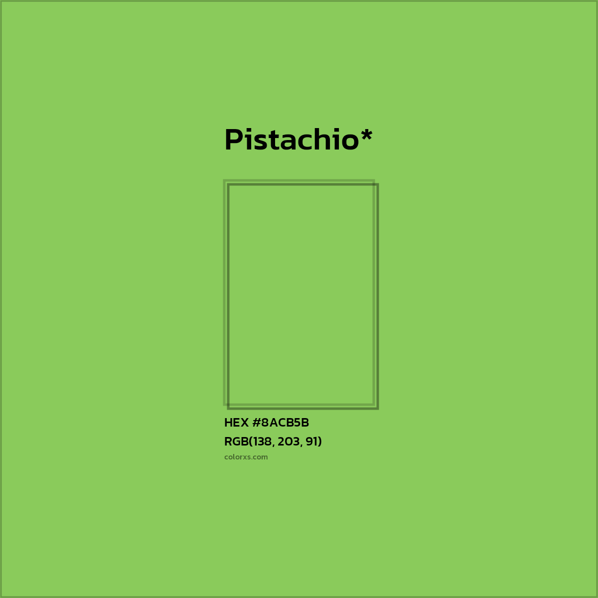 #8ACB5B hex color. RGB, RYB, CMYK, HSL, HSV codes and color conversions. Matching color names, palettes, paints.