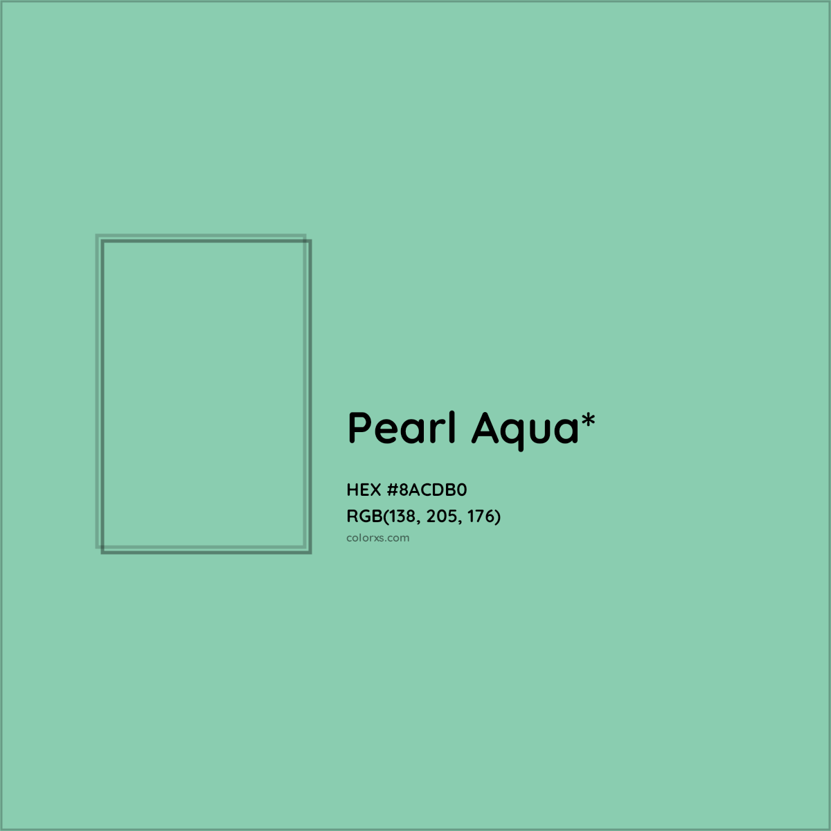 #8ACDB0 hex color. RGB, RYB, CMYK, HSL, HSV codes and color conversions. Matching color names, palettes, paints.