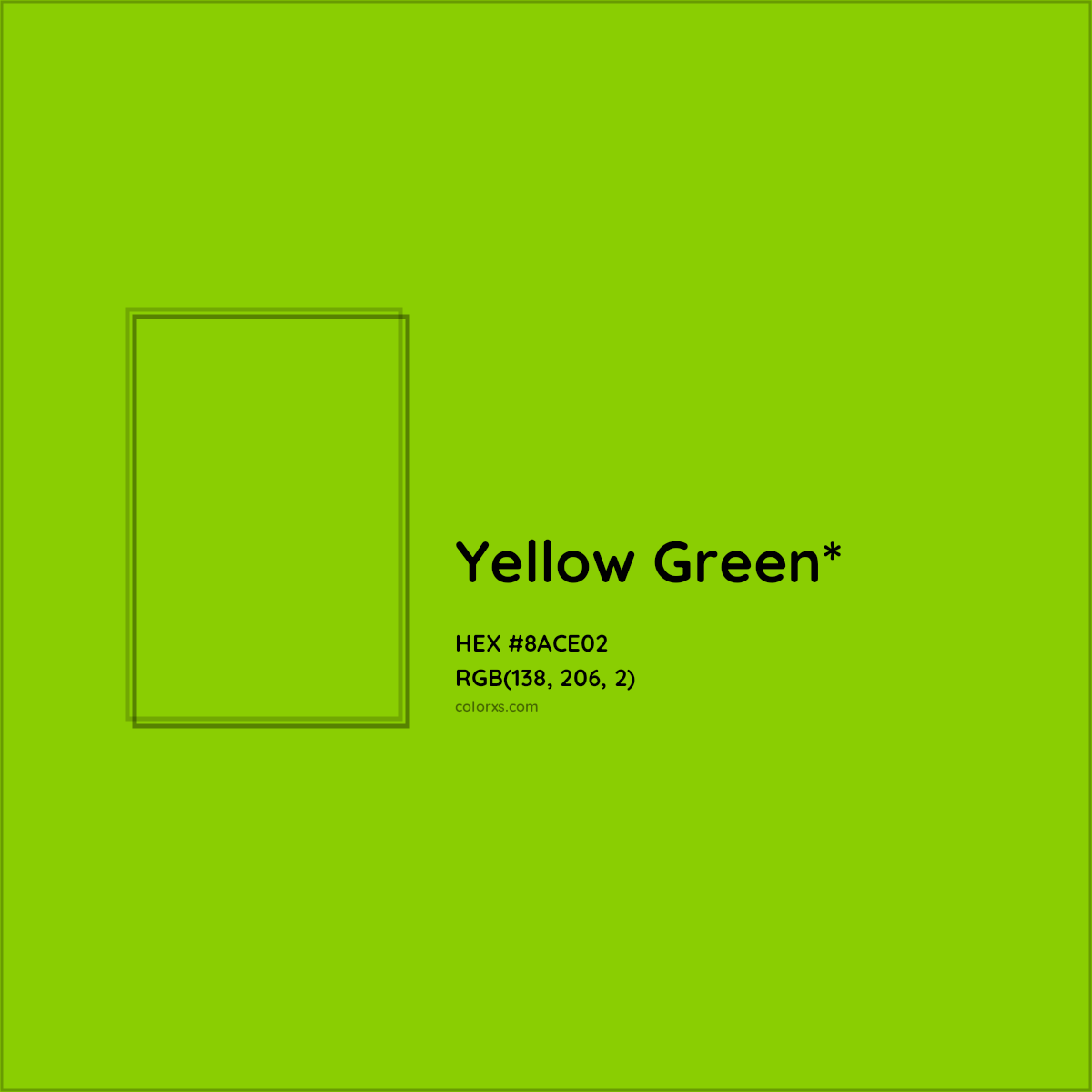 #8ACE02 hex color. RGB, RYB, CMYK, HSL, HSV codes and color conversions. Matching color names, palettes, paints.