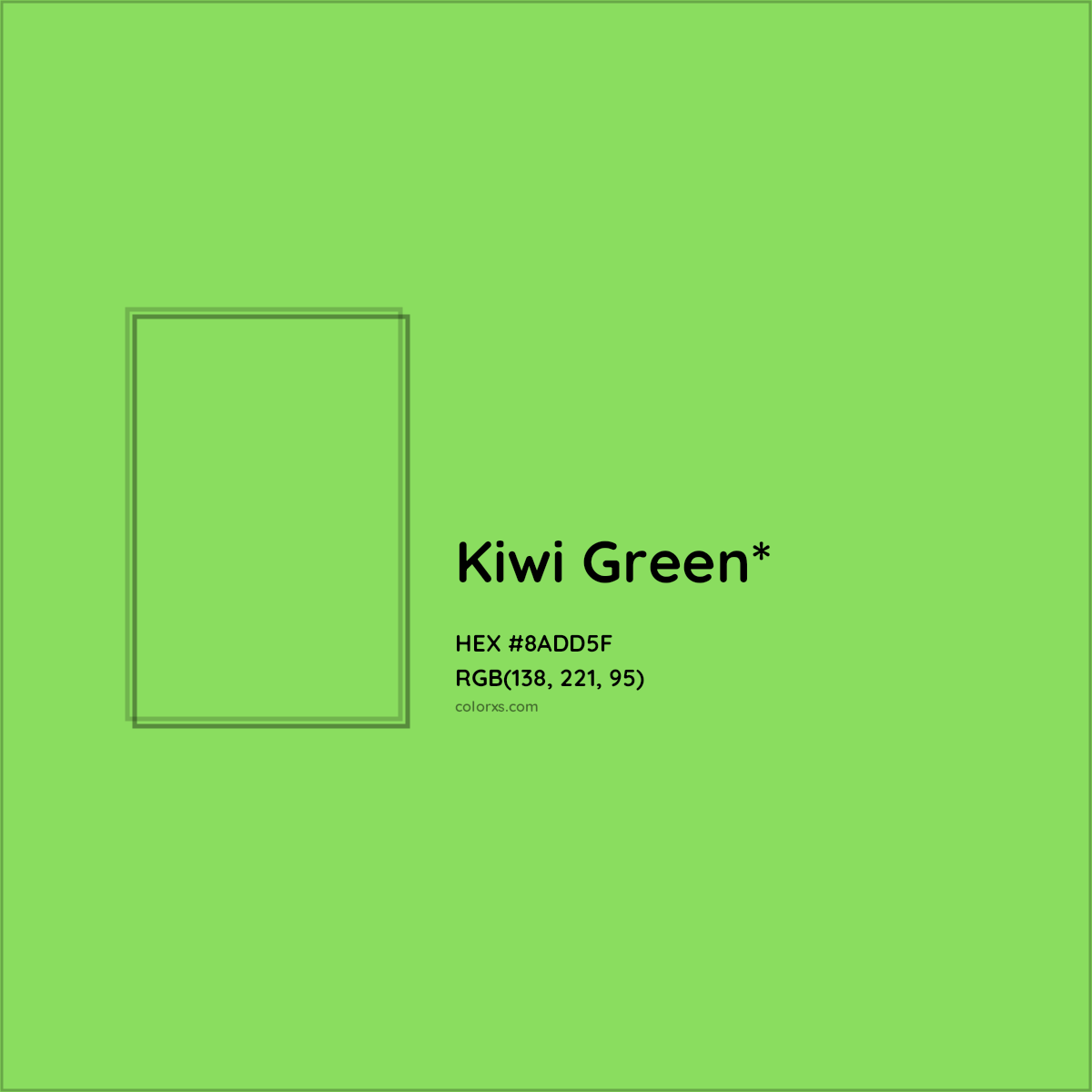 #8ADD5F hex color. RGB, RYB, CMYK, HSL, HSV codes and color conversions. Matching color names, palettes, paints.