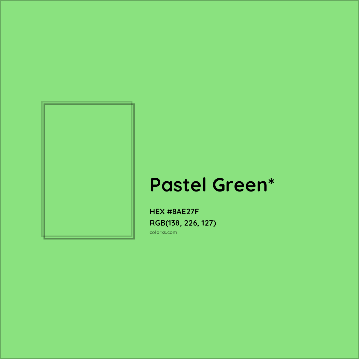 #8AE27F hex color. RGB, RYB, CMYK, HSL, HSV codes and color conversions. Matching color names, palettes, paints.