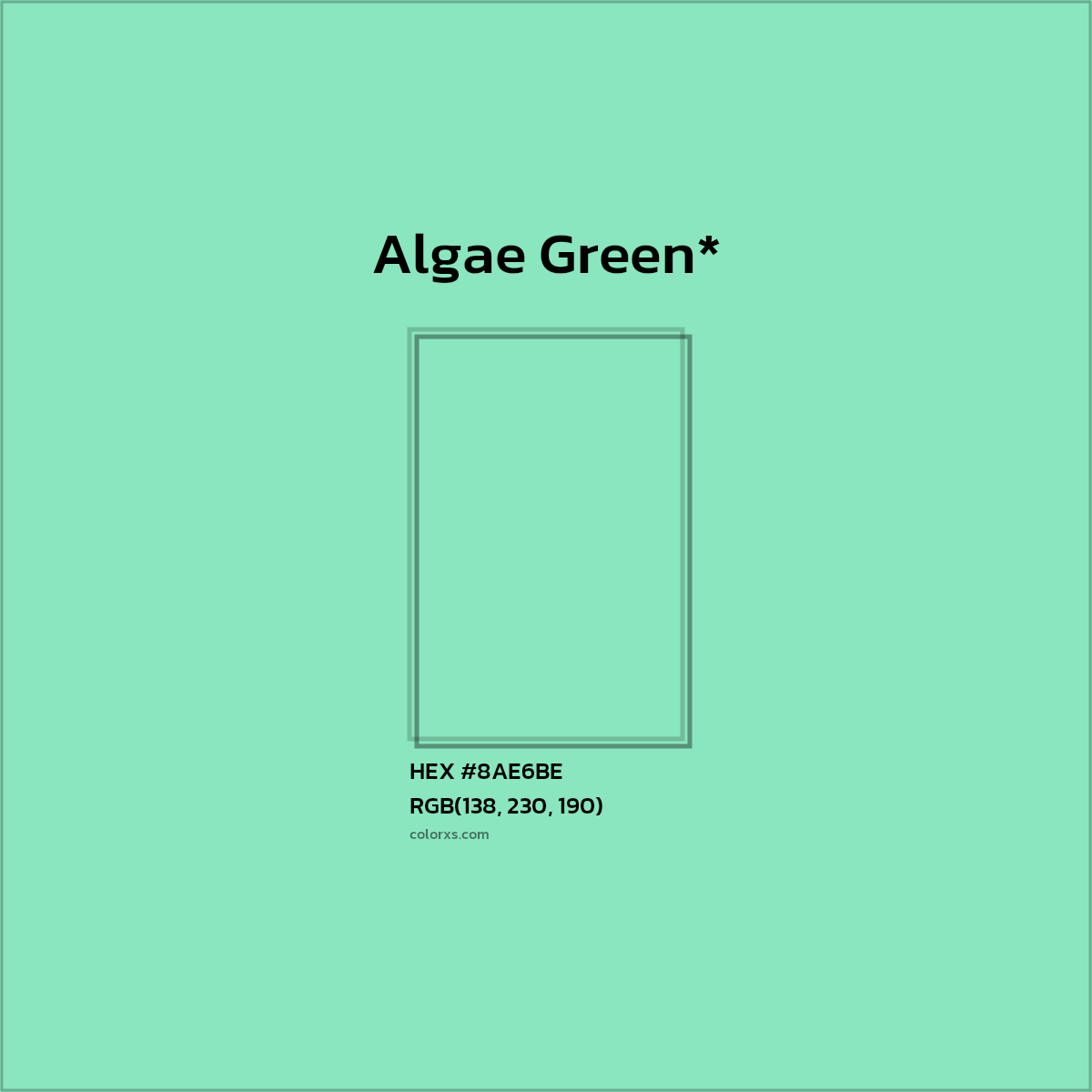 #8AE6BE hex color. RGB, RYB, CMYK, HSL, HSV codes and color conversions. Matching color names, palettes, paints.
