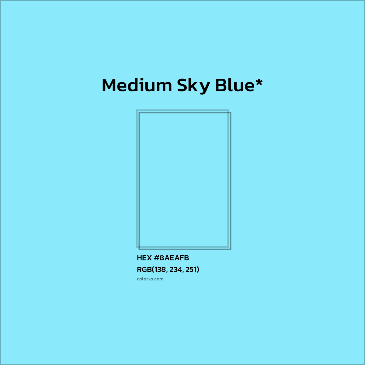 #8AEAFB hex color. RGB, RYB, CMYK, HSL, HSV codes and color conversions. Matching color names, palettes, paints.