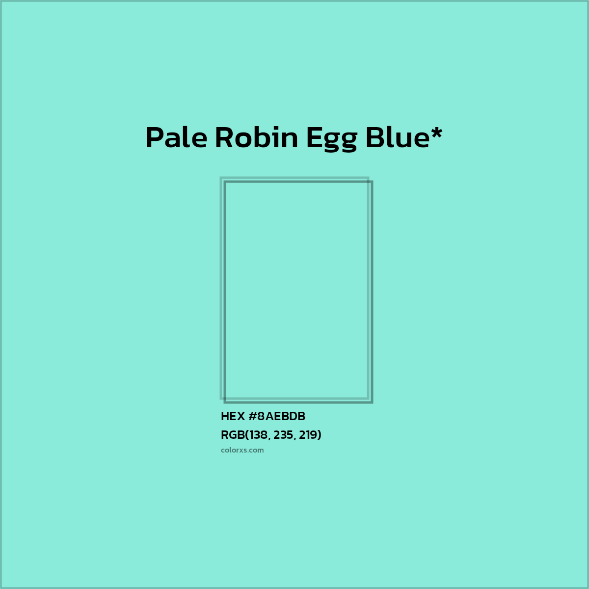 #8AEBDB hex color. RGB, RYB, CMYK, HSL, HSV codes and color conversions. Matching color names, palettes, paints.