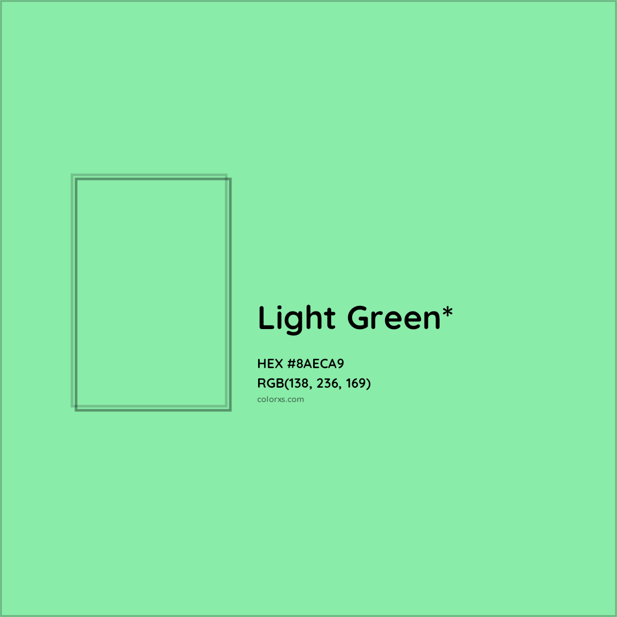#8AECA9 hex color. RGB, RYB, CMYK, HSL, HSV codes and color conversions. Matching color names, palettes, paints.