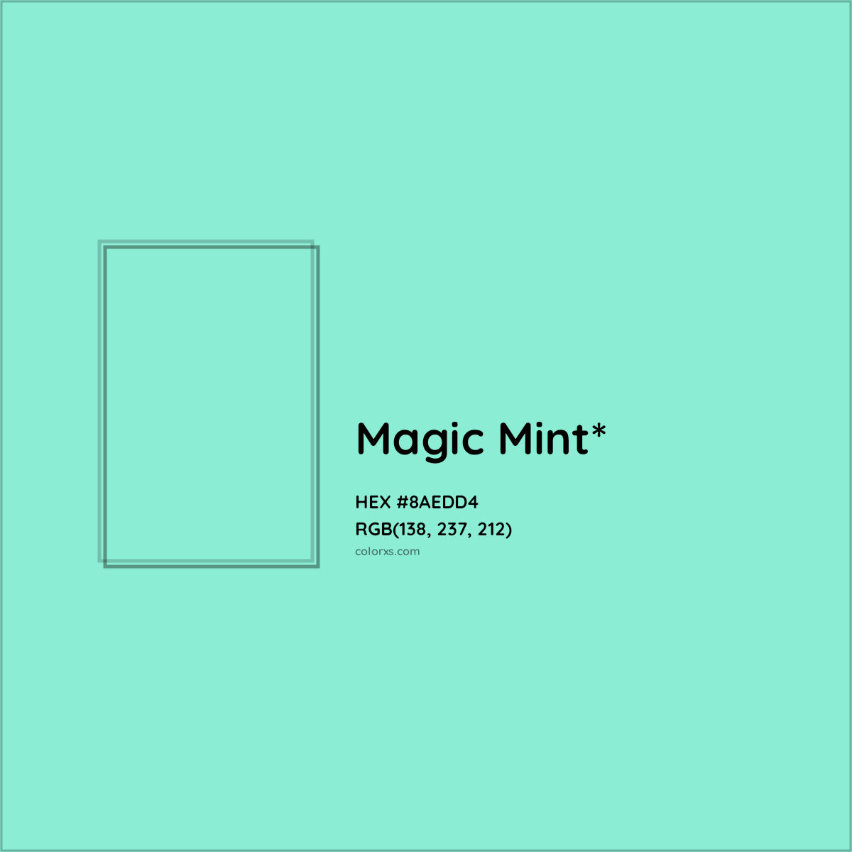 #8AEDD4 hex color. RGB, RYB, CMYK, HSL, HSV codes and color conversions. Matching color names, palettes, paints.