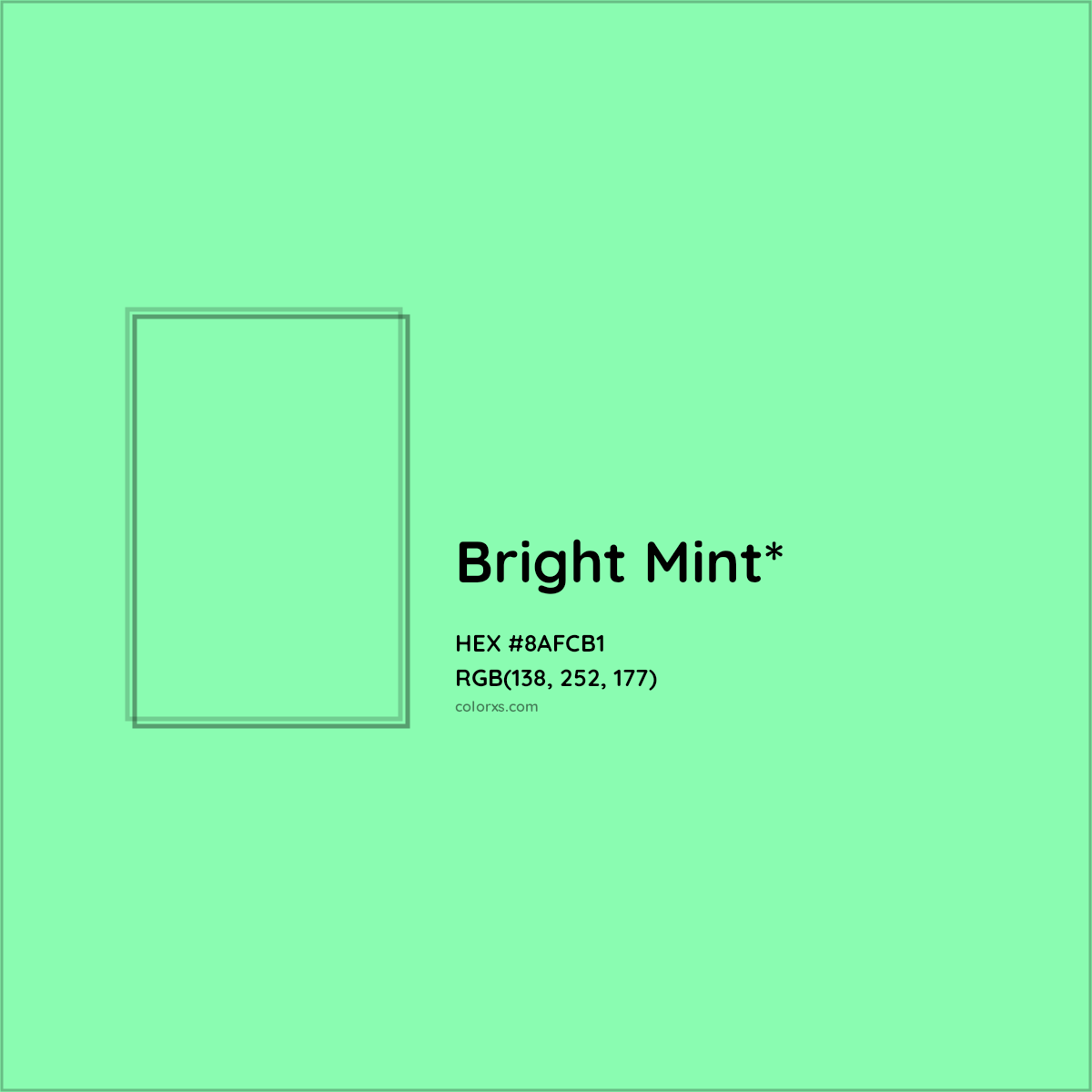#8AFCB1 hex color. RGB, RYB, CMYK, HSL, HSV codes and color conversions. Matching color names, palettes, paints.