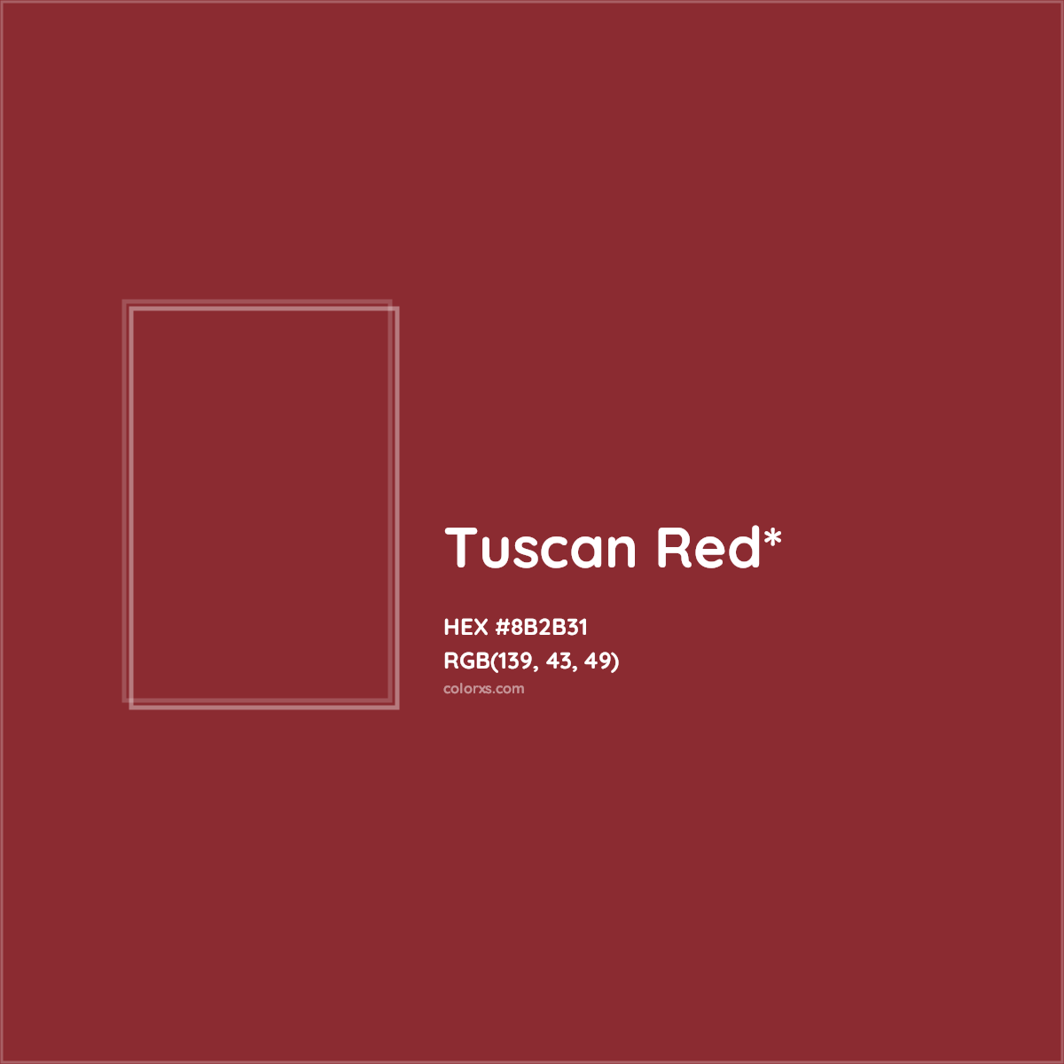 #8B2B31 hex color. RGB, RYB, CMYK, HSL, HSV codes and color conversions. Matching color names, palettes, paints.