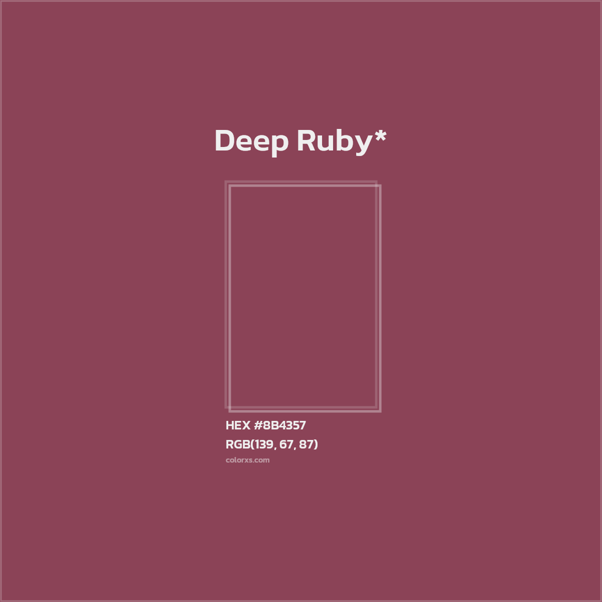 #8B4357 hex color. RGB, RYB, CMYK, HSL, HSV codes and color conversions. Matching color names, palettes, paints.