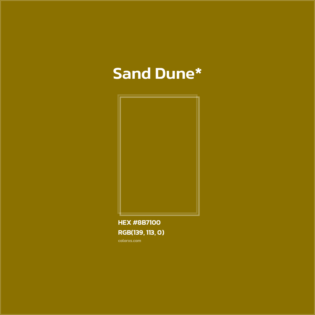 #8B7100 hex color. RGB, RYB, CMYK, HSL, HSV codes and color conversions. Matching color names, palettes, paints.