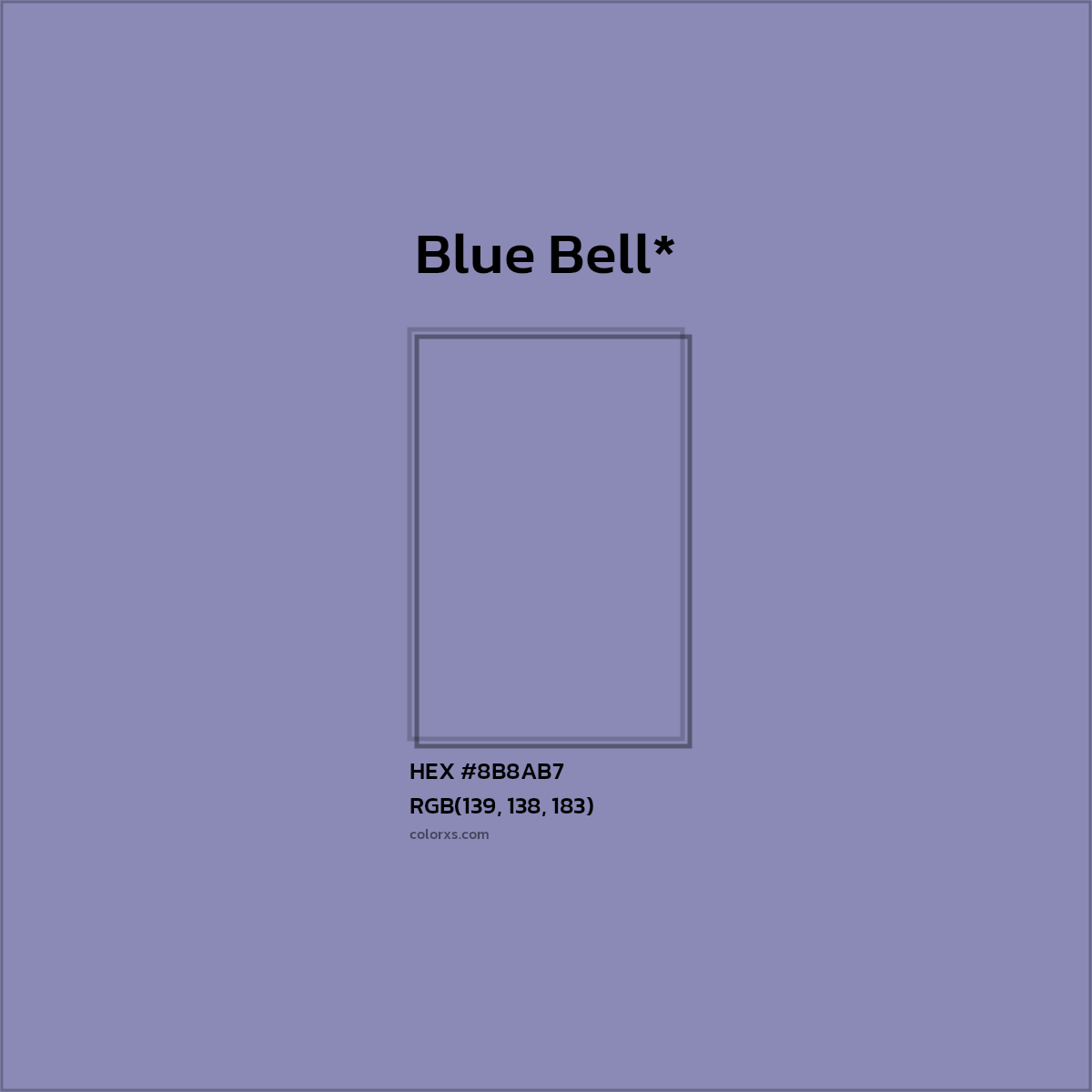 #8B8AB7 hex color. RGB, RYB, CMYK, HSL, HSV codes and color conversions. Matching color names, palettes, paints.