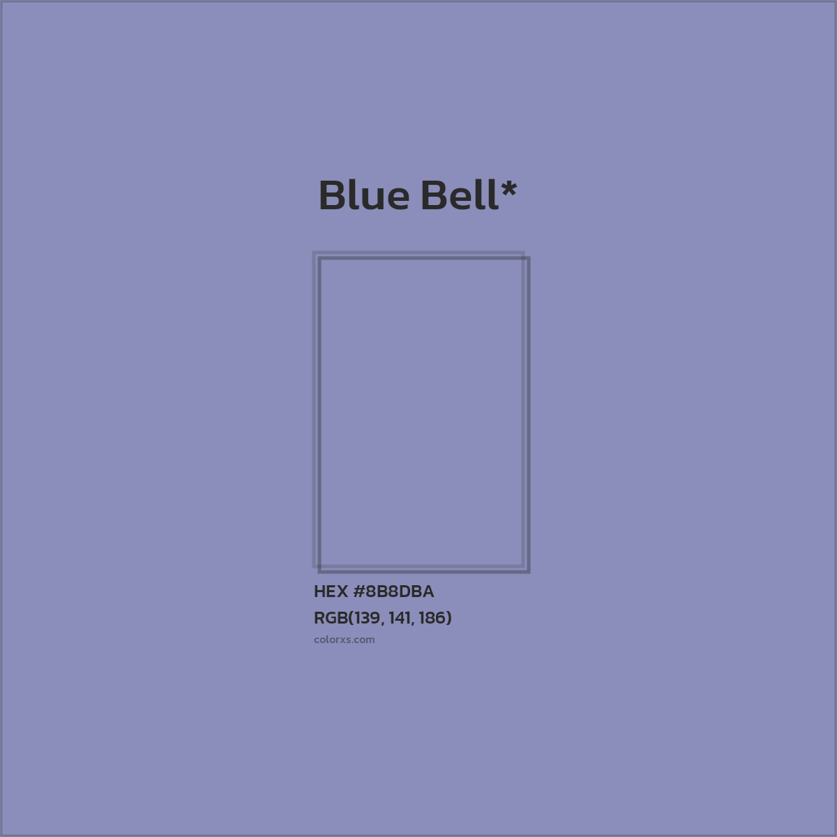 #8B8DBA hex color. RGB, RYB, CMYK, HSL, HSV codes and color conversions. Matching color names, palettes, paints.