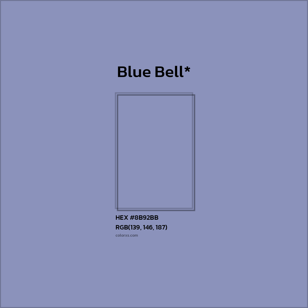 #8B92BB hex color. RGB, RYB, CMYK, HSL, HSV codes and color conversions. Matching color names, palettes, paints.