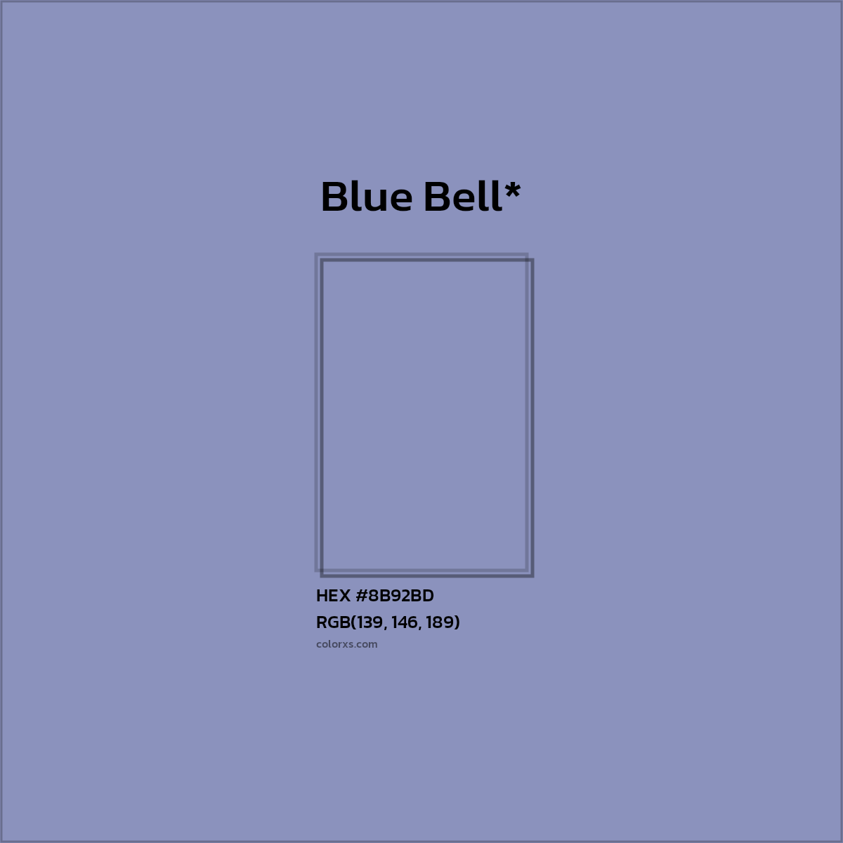 #8B92BD hex color. RGB, RYB, CMYK, HSL, HSV codes and color conversions. Matching color names, palettes, paints.