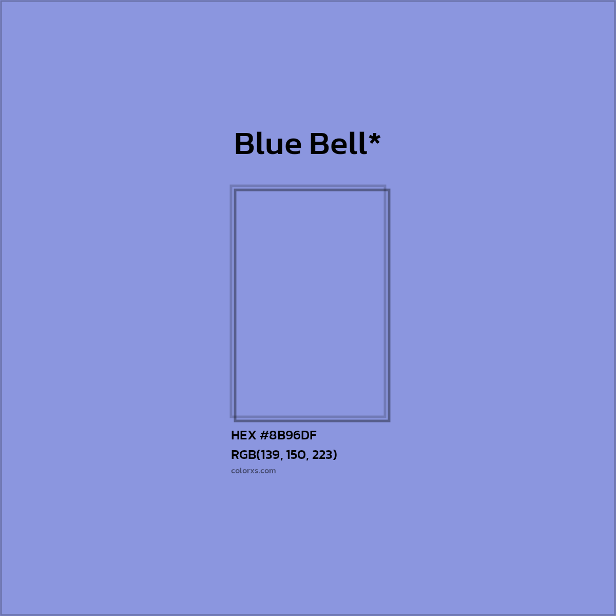 #8B96DF hex color. RGB, RYB, CMYK, HSL, HSV codes and color conversions. Matching color names, palettes, paints.