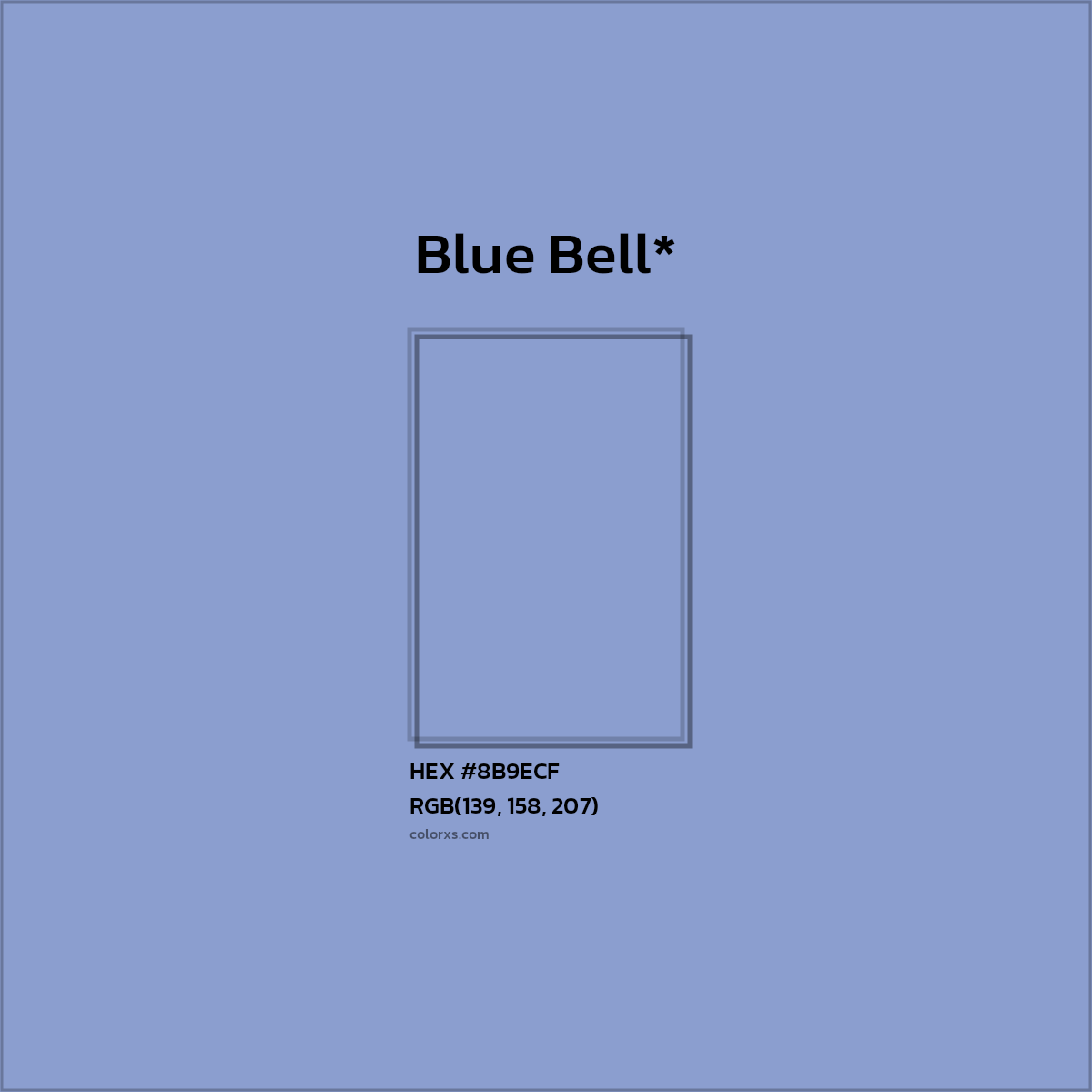 #8B9ECF hex color. RGB, RYB, CMYK, HSL, HSV codes and color conversions. Matching color names, palettes, paints.