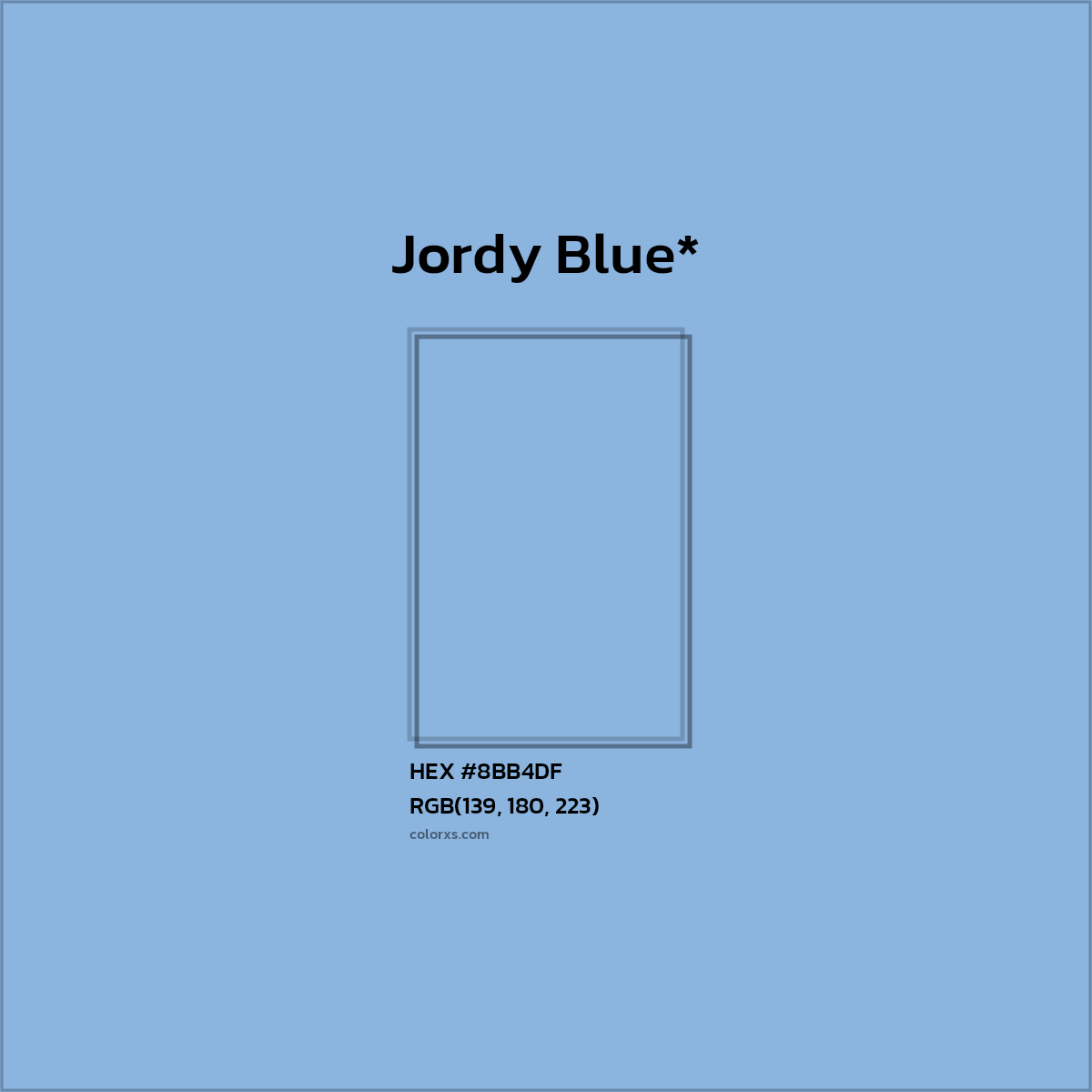 #8BB4DF hex color. RGB, RYB, CMYK, HSL, HSV codes and color conversions. Matching color names, palettes, paints.