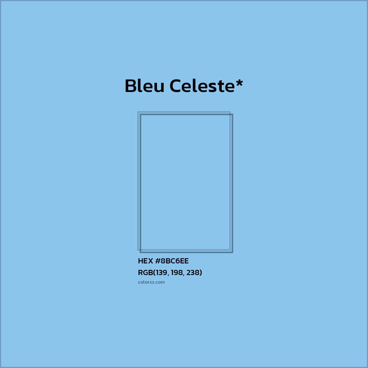 #8BC6EE hex color. RGB, RYB, CMYK, HSL, HSV codes and color conversions. Matching color names, palettes, paints.