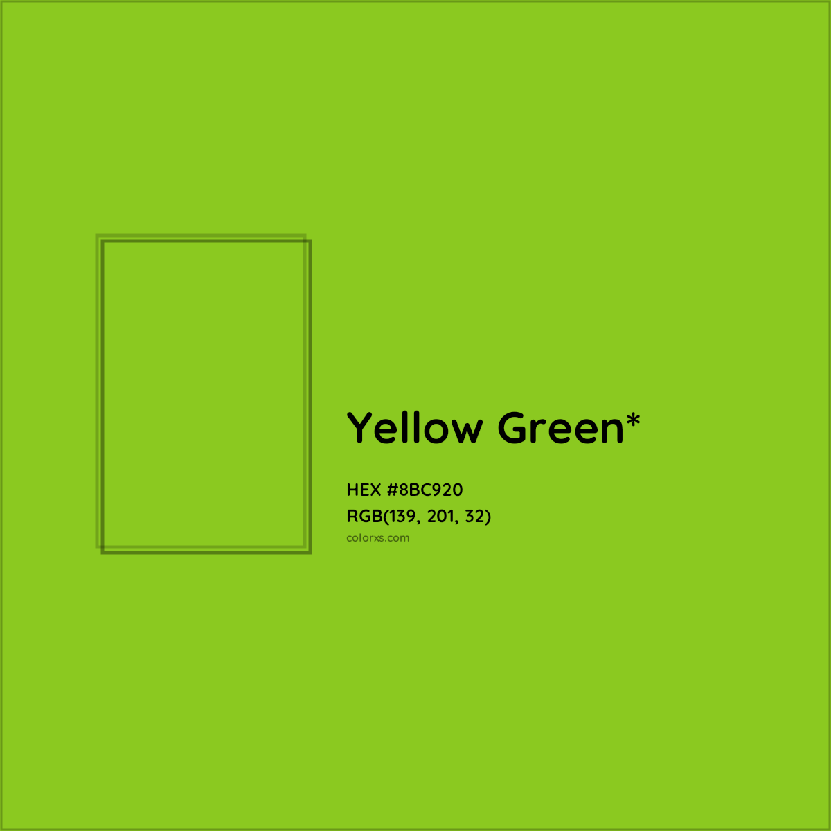 #8BC920 hex color. RGB, RYB, CMYK, HSL, HSV codes and color conversions. Matching color names, palettes, paints.