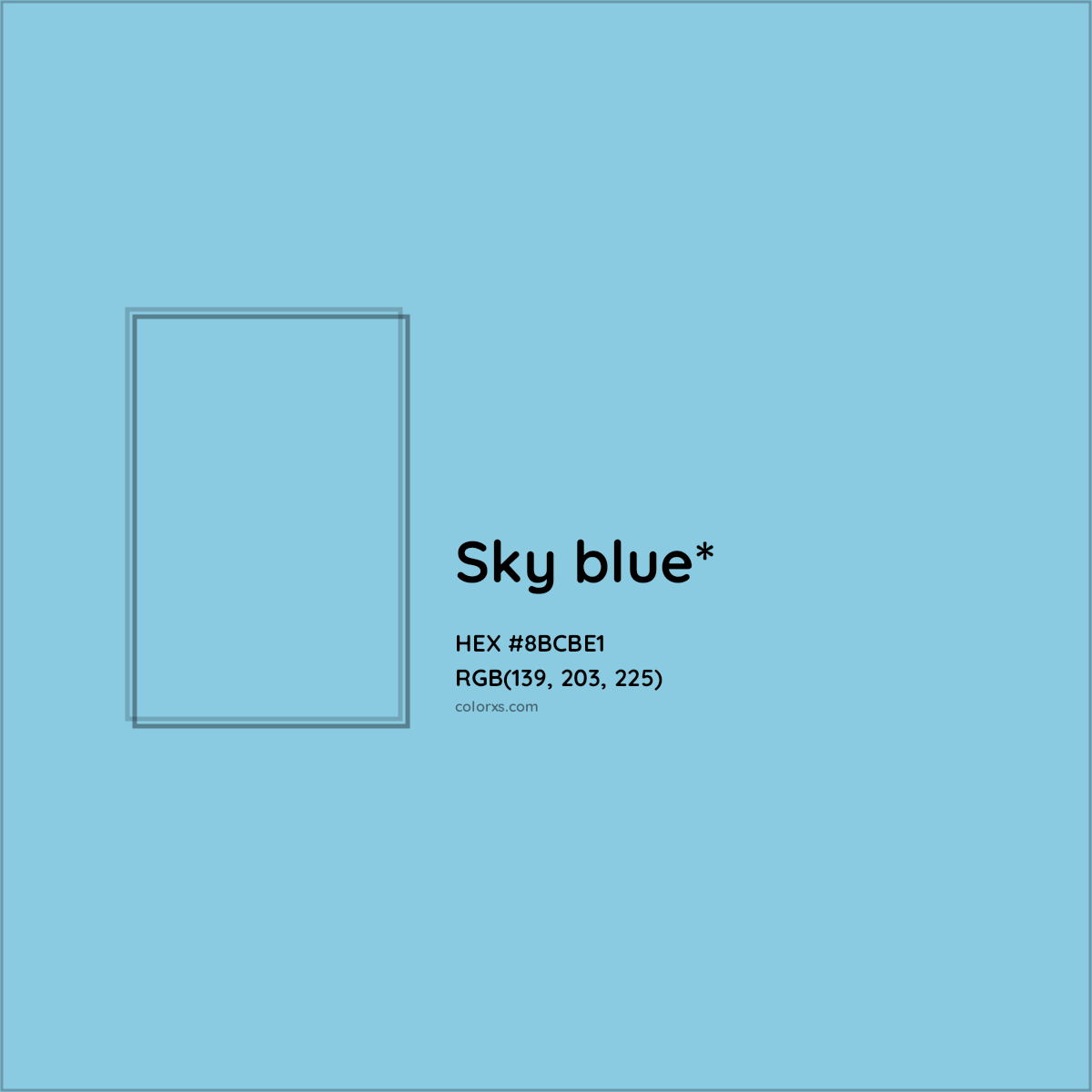 #8BCBE1 hex color. RGB, RYB, CMYK, HSL, HSV codes and color conversions. Matching color names, palettes, paints.