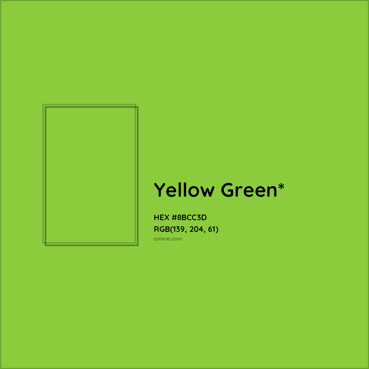 #8BCC3D hex color. RGB, RYB, CMYK, HSL, HSV codes and color conversions. Matching color names, palettes, paints.