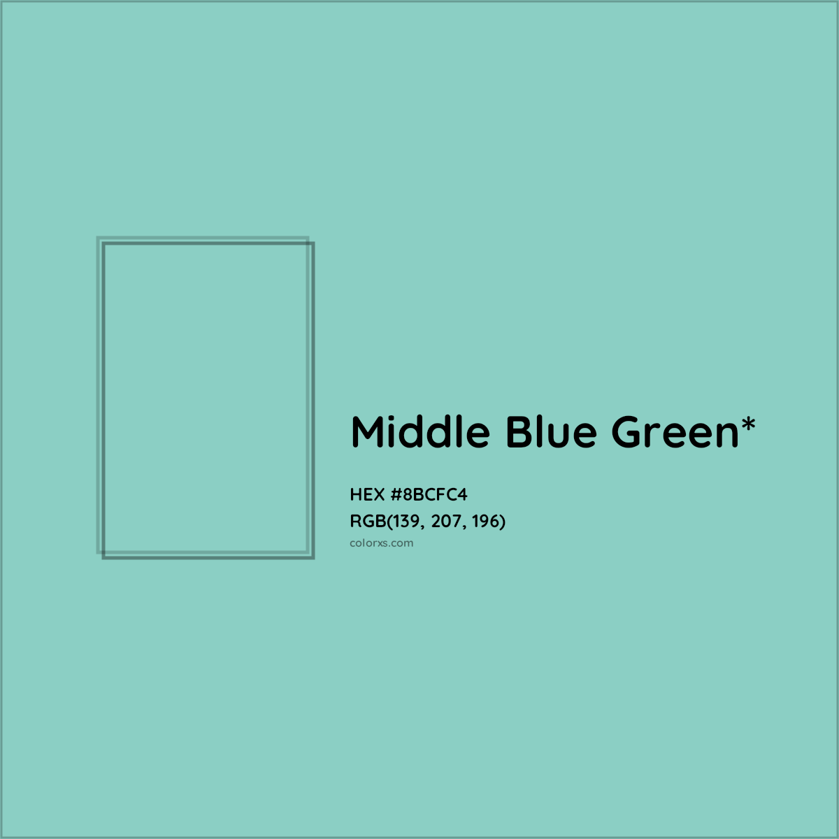 #8BCFC4 hex color. RGB, RYB, CMYK, HSL, HSV codes and color conversions. Matching color names, palettes, paints.