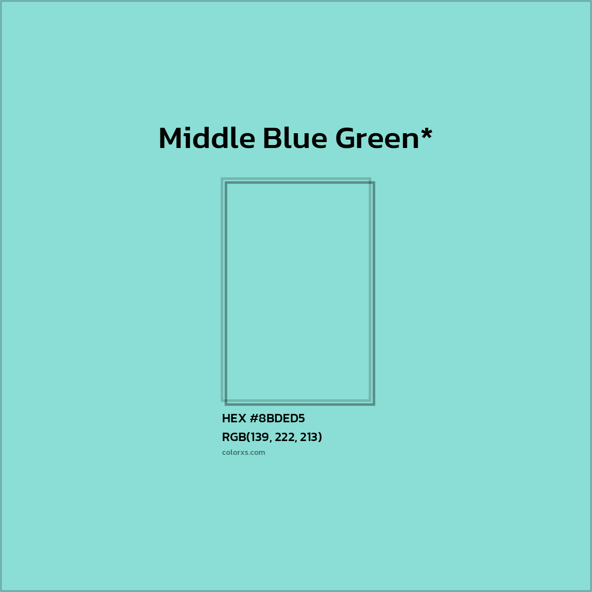 #8BDED5 hex color. RGB, RYB, CMYK, HSL, HSV codes and color conversions. Matching color names, palettes, paints.