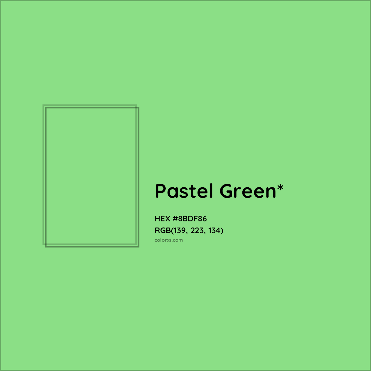 #8BDF86 hex color. RGB, RYB, CMYK, HSL, HSV codes and color conversions. Matching color names, palettes, paints.