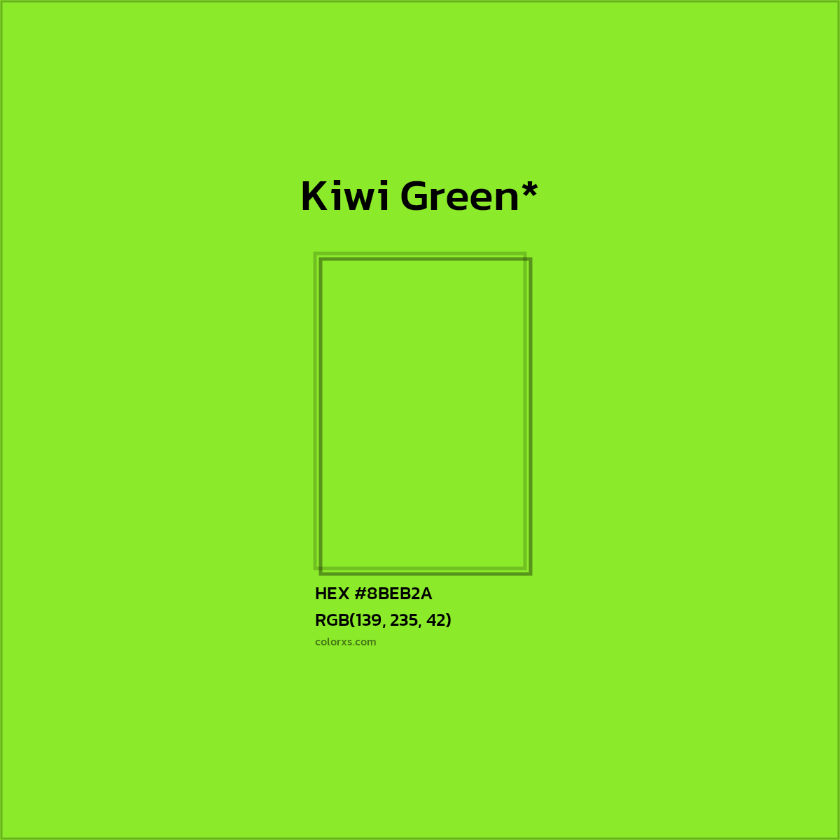 #8BEB2A hex color. RGB, RYB, CMYK, HSL, HSV codes and color conversions. Matching color names, palettes, paints.