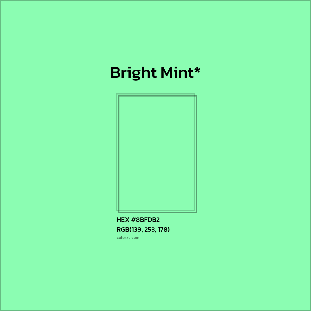 #8BFDB2 hex color. RGB, RYB, CMYK, HSL, HSV codes and color conversions. Matching color names, palettes, paints.