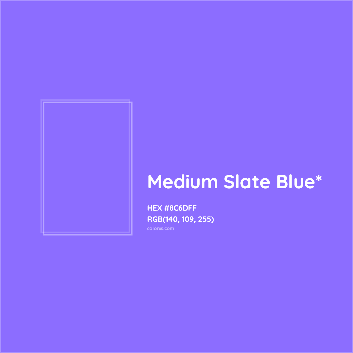 #8C6DFF hex color. RGB, RYB, CMYK, HSL, HSV codes and color conversions. Matching color names, palettes, paints.
