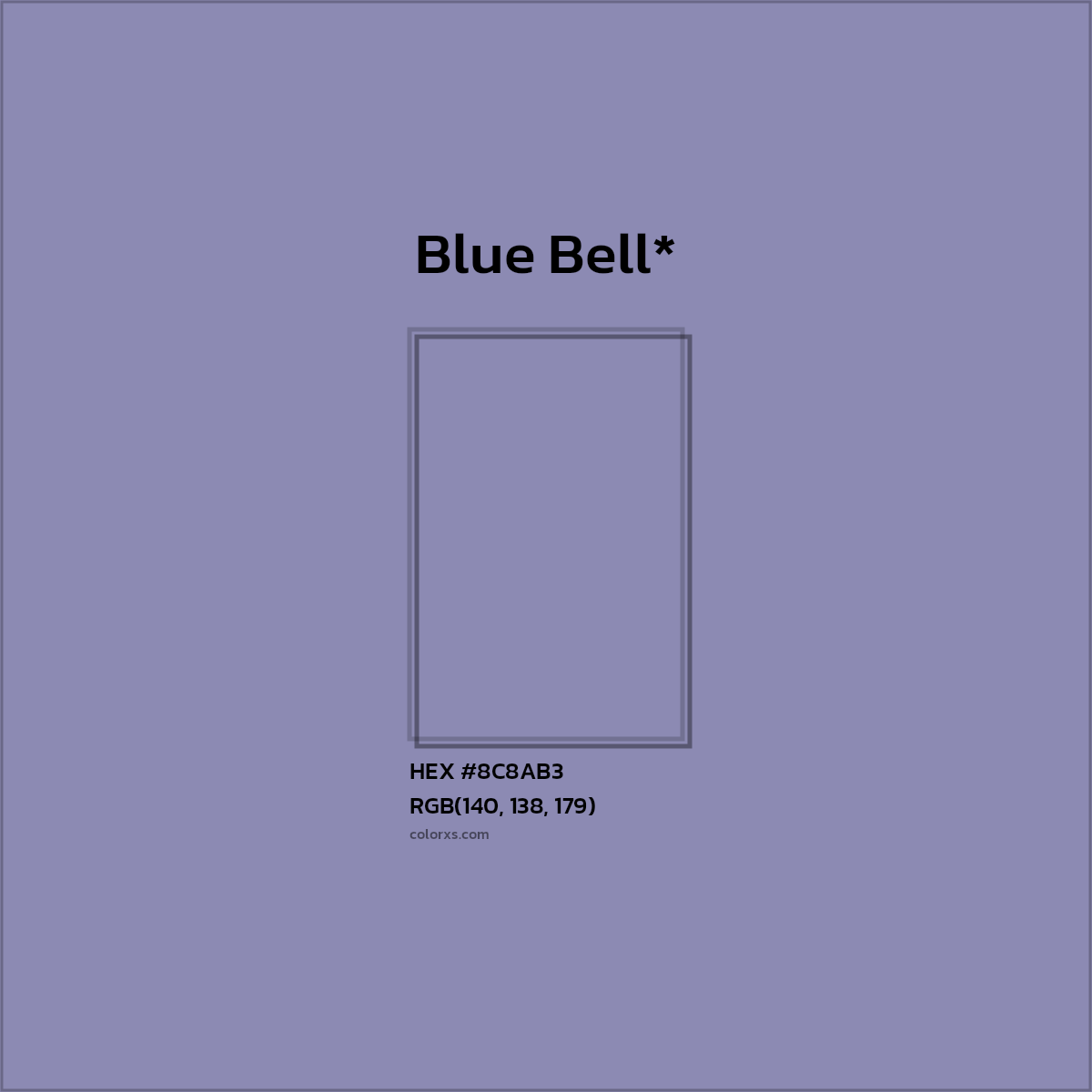 #8C8AB3 hex color. RGB, RYB, CMYK, HSL, HSV codes and color conversions. Matching color names, palettes, paints.