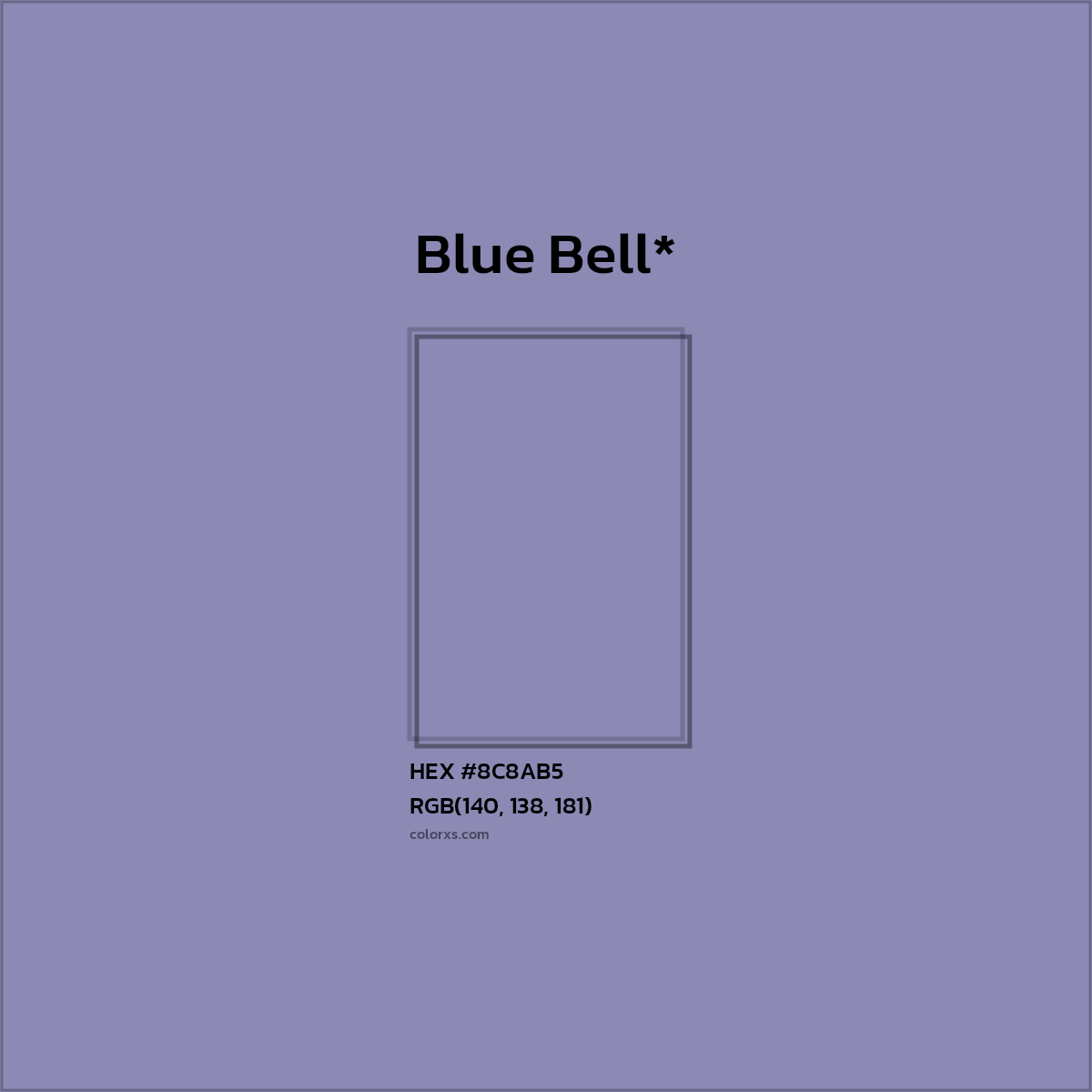 #8C8AB5 hex color. RGB, RYB, CMYK, HSL, HSV codes and color conversions. Matching color names, palettes, paints.
