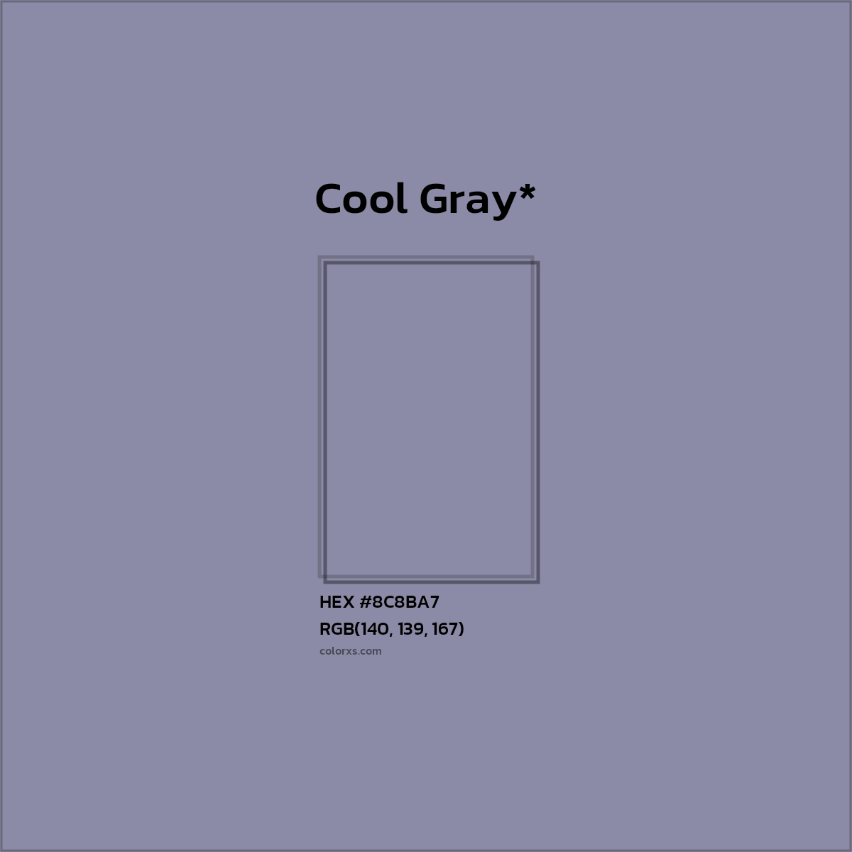 #8C8BA7 hex color. RGB, RYB, CMYK, HSL, HSV codes and color conversions. Matching color names, palettes, paints.