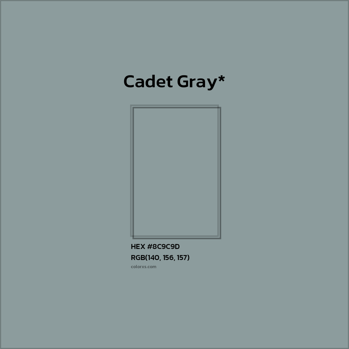 #8C9C9D hex color. RGB, RYB, CMYK, HSL, HSV codes and color conversions. Matching color names, palettes, paints.