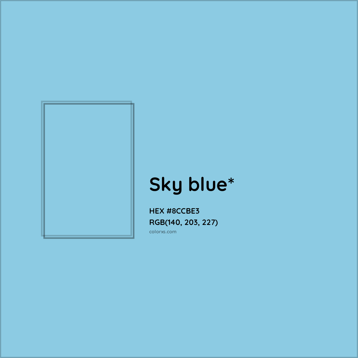 #8CCBE3 hex color. RGB, RYB, CMYK, HSL, HSV codes and color conversions. Matching color names, palettes, paints.