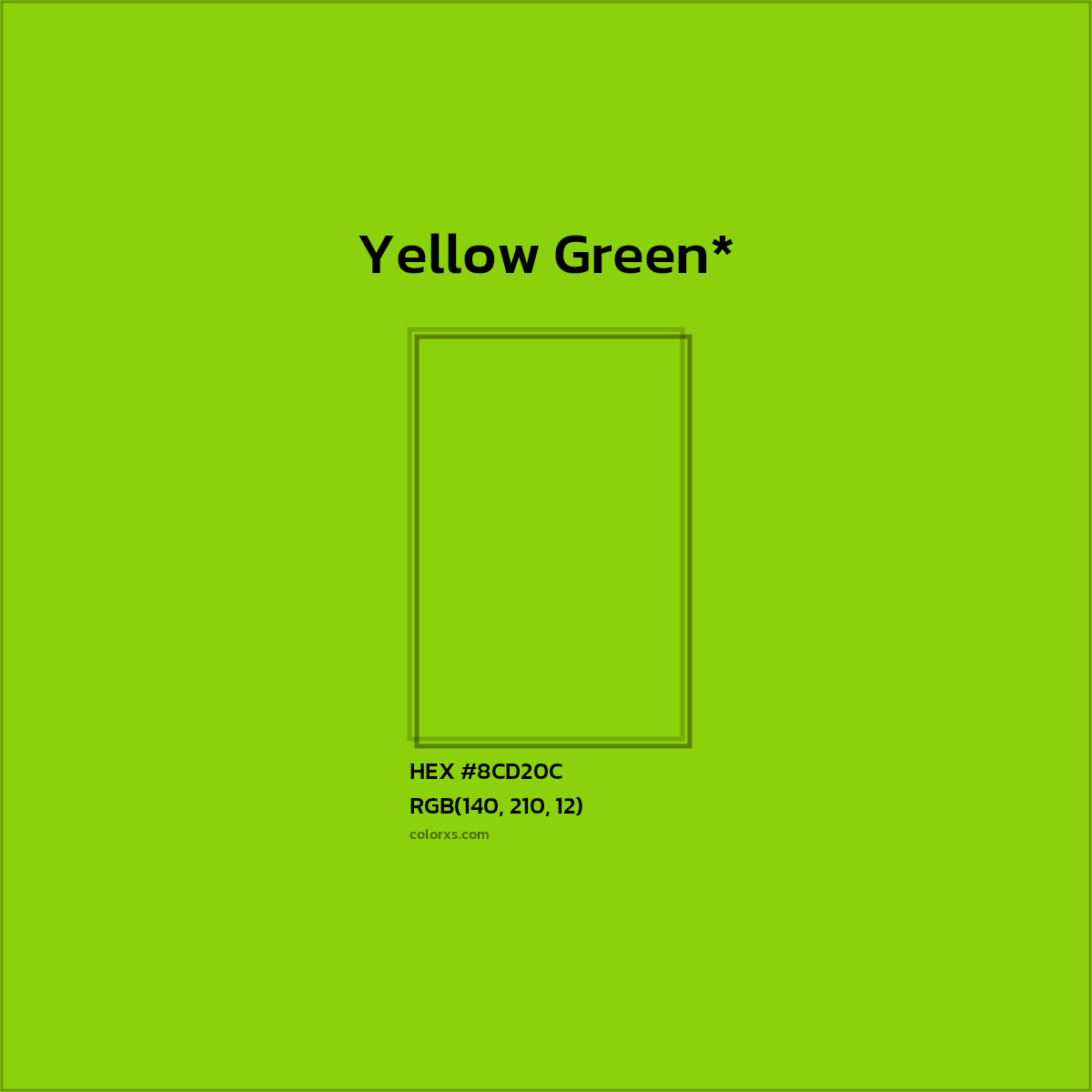 #8CD20C hex color. RGB, RYB, CMYK, HSL, HSV codes and color conversions. Matching color names, palettes, paints.