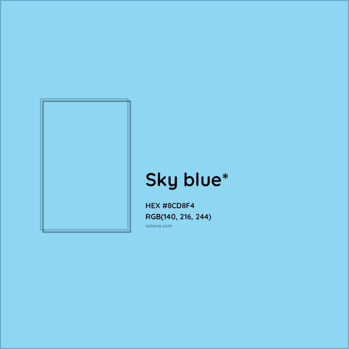 #8CD8F4 hex color. RGB, RYB, CMYK, HSL, HSV codes and color conversions. Matching color names, palettes, paints.